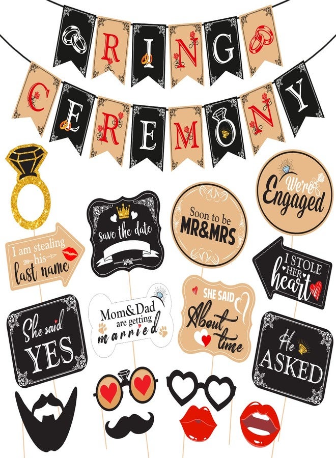Zyozique 17 Pcs Ring Ceremony Decoration kit Bridal Shower Decorations for Wedding Engagement Theme Party Decorations Included Paper Banner and Photo Booth Props - Image 1